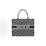 DIOR迪奥 BookTote ⽼花满印⼤容量 刺绣 物袋⼿提包 中号 ⼥款 ⽜仔蓝色